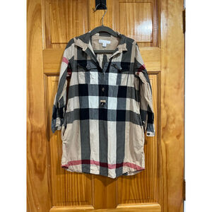 Burberry Children Girl’s Long Sleeve Button Up Nova Check Tunic/Dress Sz 6 Flaw